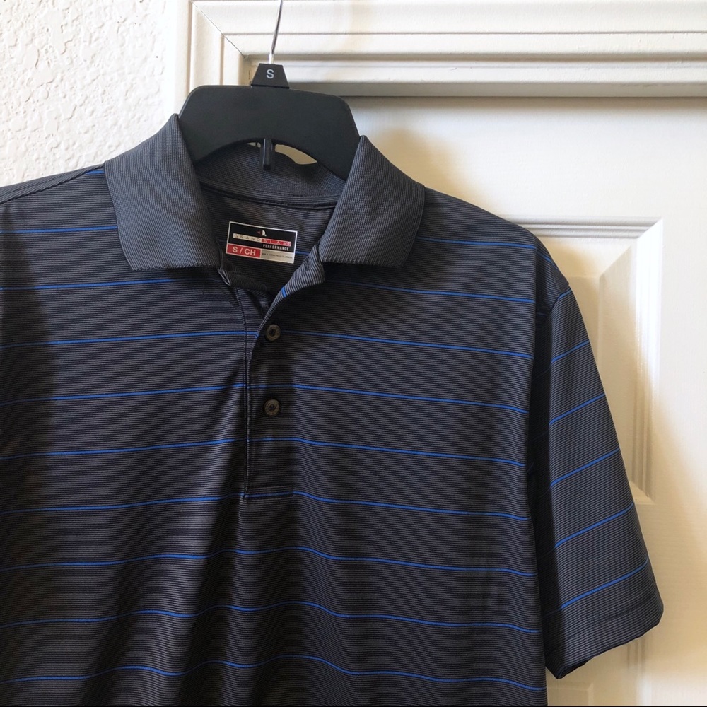 Grand Slam Dark Gray Striped Polo Shirt